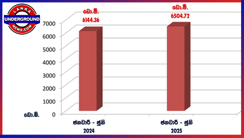 2024 වසරේ මුල් මාස 06 ට සාපෙක්ෂව 2025 වසරේ මුල් මාස 6 තුළ 5.86% ක වෙළඳ භාණ්ඩ ආනයන වර්ධනයක්